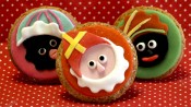 Sinterklaas en zwarte pieten op cupcakes